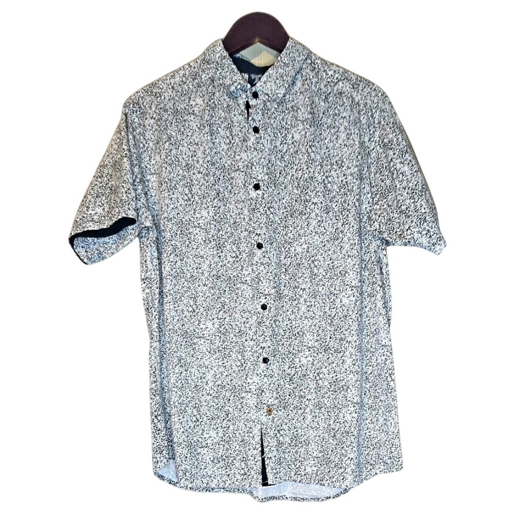 Blue Gear White & Black Button-Down Shirt – Medium [0020]